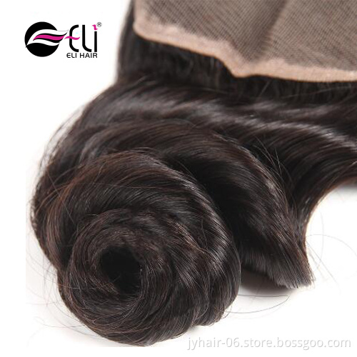 Cheap Wholesale Bohemian Kinky Fumi Deep Curly Wave Transparent Jet Black Top U Part Human Hair Lace Closure